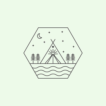 recommend clip art: teepee tent logo line minimalist art design illustration