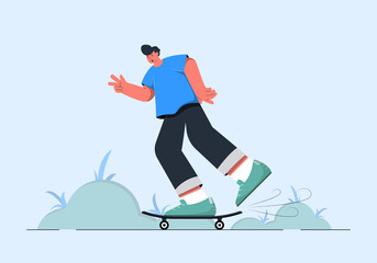 Fototapeta premium A man playing skateboard concept illustration