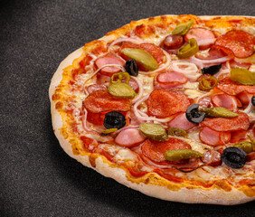 Italian traditional Pizza with sausages