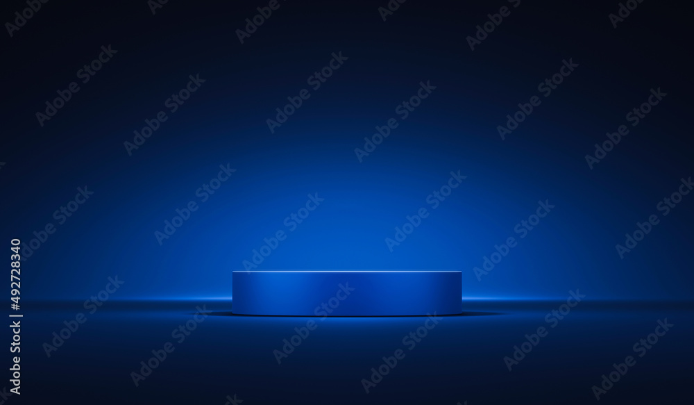 Poster dark blue stage podium 3d background product platform of empty scene presentation pedestal minimal s