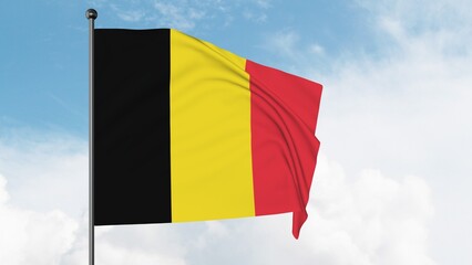 3D Illustration of The national flag of Belgium is a tricolour consisting of three equal vertical bands displaying the national colours of Belgium: black, yellow, and red.