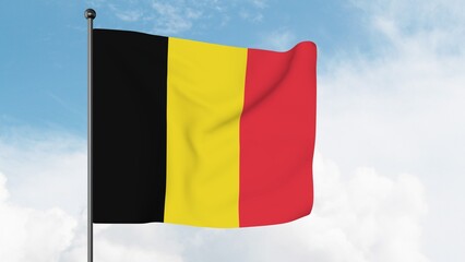 3D Illustration of The national flag of Belgium is a tricolour consisting of three equal vertical bands displaying the national colours of Belgium: black, yellow, and red.