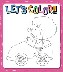 Worksheets template with let’s color!! text and girl outline