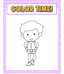 Worksheets template with color time! text and prince outline