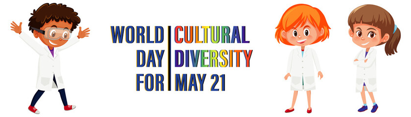 Poster design for world day cultural diversity with kids