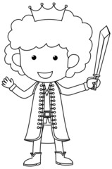 Prince black and white doodle character