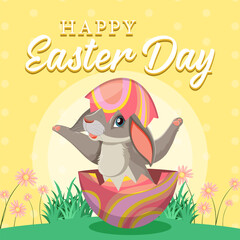 Happy Easter design with bunny in egg