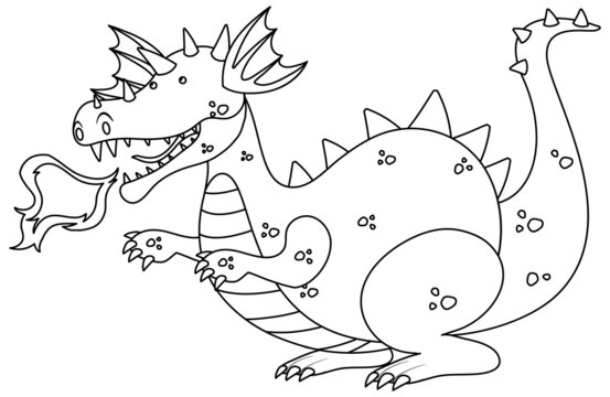 Dragon black and white doodle character