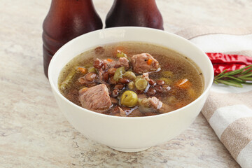 Soup with lentil and chicken