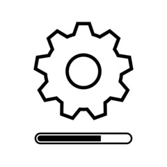 Update process icon. Upgrade progress icon. Update progress status. Upgrade of system. Logo for software. Symbol of computer technology, application and performance. Vector