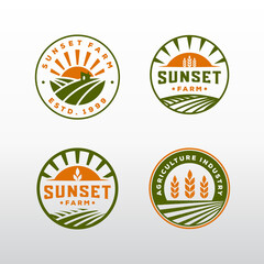 Set of vintage farm badges label logo design