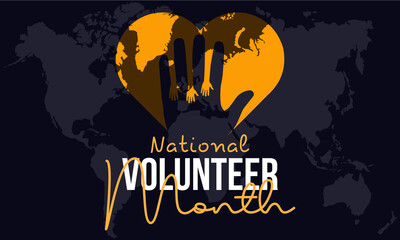 National Volunteer Month. Volunteers communities template for banner, card, poster, background.