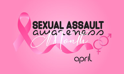 Sexual Assault Awareness Month. Sexual harassment prevention  banner, card, poster, background.