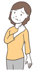 肩こりで悩む中年女性のおばさん