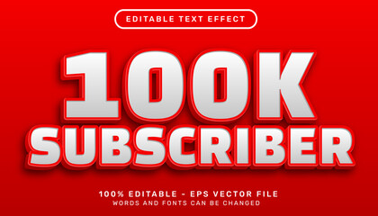 100K subscribe 3d text effect and editable text effect - obrazy, fototapety, plakaty