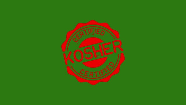 kosher stamp animation.4K motion animation. green background