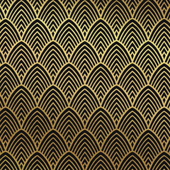Obraz premium Classic Art deco abstract background. Black and gold paper