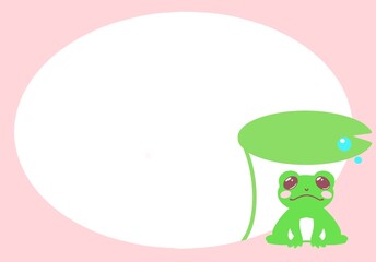 カエルと蓮の葉のイラストカード