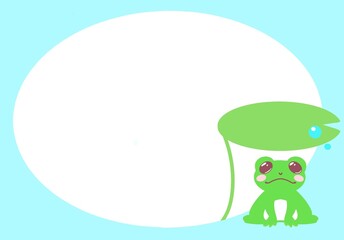 カエルと蓮の葉のイラストカード