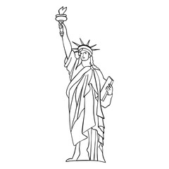 vector doodle icon of the Statue of Liberty in America, sketch - obrazy, fototapety, plakaty