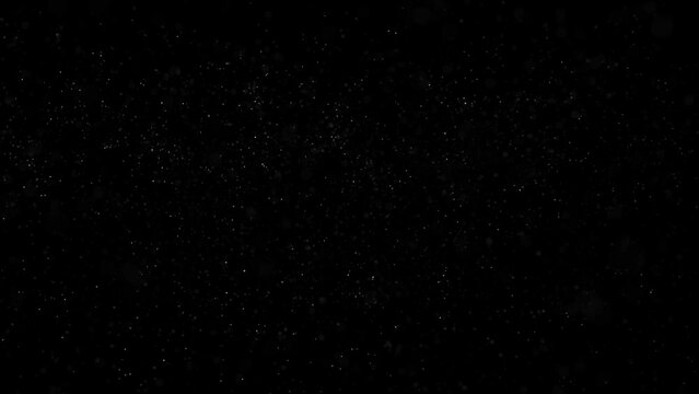 Dust particles moving on black background 4k footage, Stars in space, Snow particles