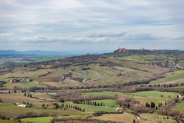 Tuscan landscape with scattered houses