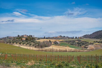 Typical landscape in Tuscany with few houses