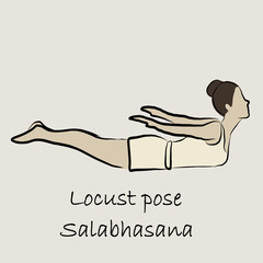 Yoga, sports, gymnastics. Human body health. Healthy lifestyle. Asanas for Vishuddha Chakra. Cobra pose, plank, camel pose, boat pose. Isolated vector objects. 