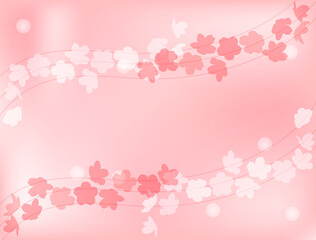 桜の花を散りばめた和風な背景イラスト