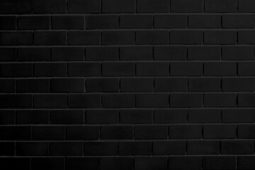 black brick wall background in old dark The interior walls were empty with light and shadows.