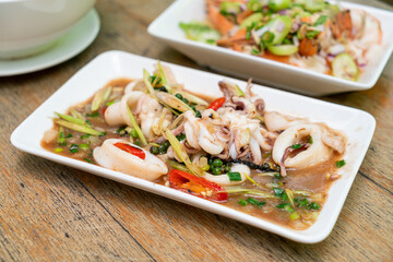 Stir Fried Squid or Octopus with Shrimp Paste