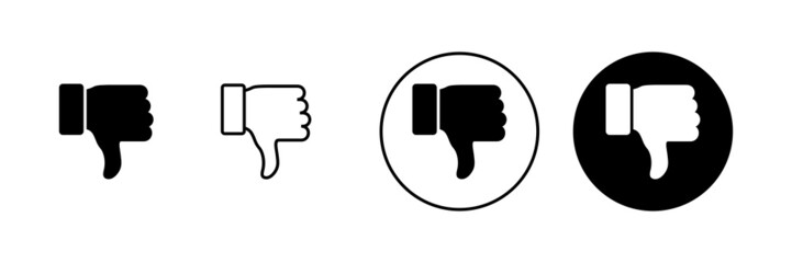 Dislike icons set. dislike sign and symbol. Hand with thumb down