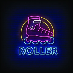 Roller Neon Signs Style Text Vector