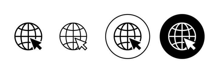 Web icons set. go to web sign and symbol. web click icon. Global search icon