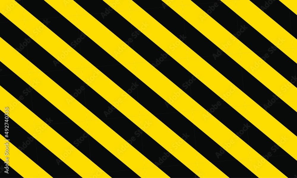 Wall mural black and yellow line as a warning symbol; black and yellow diagonal lines can be used for the backg