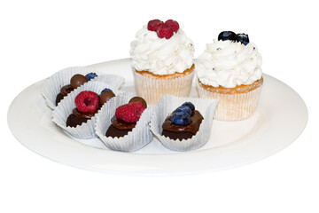 white plate with cakes