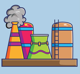 factory pollution laboratory. cartoon Isolated Flat Style Sticker Web Design Icon illustration Premium Vector Logo mascot character