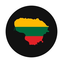 Lithuania map silhouette with flag on black background