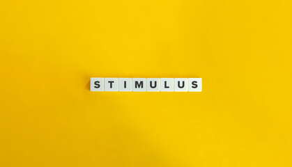 Stimulus Word and Banner. Letter Tiles on Yellow Background. Minimal Aesthetics.