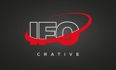 IFO creative letters logo with 360 symbol vector art template design