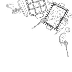Vector background with lasagna set.