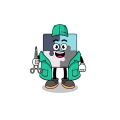 Illustration of jigsaw puzzle mascot as a surgeon