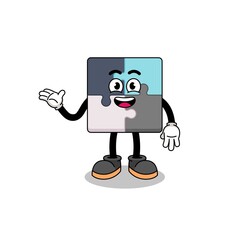 jigsaw puzzle cartoon with welcome pose