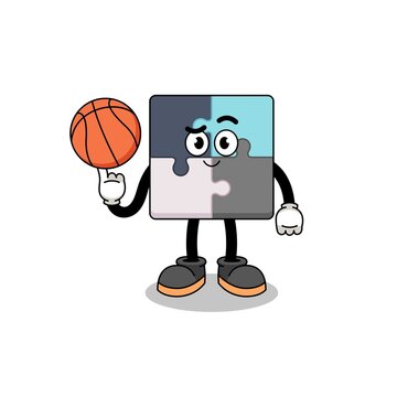 jigsaw puzzle illustration as a basketball player