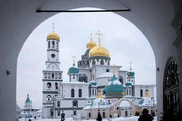 ISTRA, RUSSIA - January 16, 2022, The Resurrection Cathedral of New Jerusalem Monastery was built...