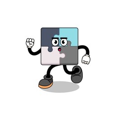 Fototapeta premium running jigsaw puzzle mascot illustration