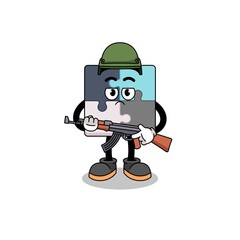 Cartoon of jigsaw puzzle soldier