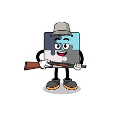Cartoon Illustration of jigsaw puzzle hunter