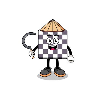 recommend clip art: Illustration of chessboard as an asian farmer