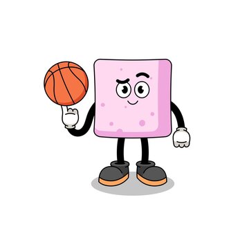marshmallow illustration as a basketball player